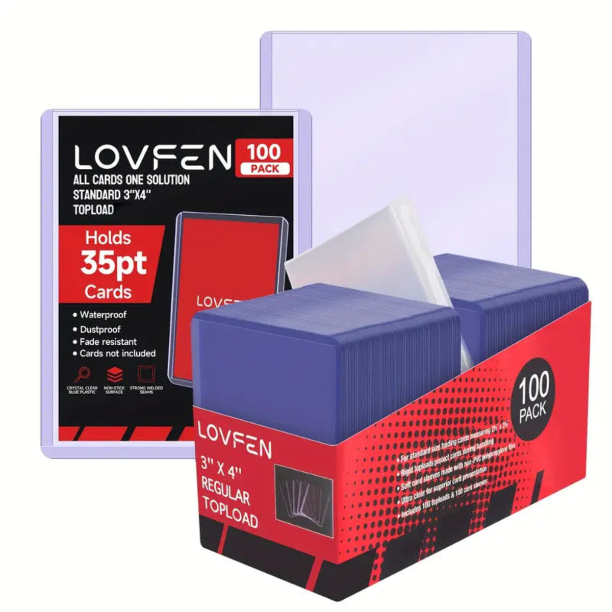 Schütze deine Pokémon-, Sport- und Sammelkarten mit den LOVFEN Toploadern (100 Stück) inklusive 100 Penny Sleeves. Hartplastik, 8,9 x 10,2 cm, wasser- & staubdicht, ideal für TCG und Sportkarten.