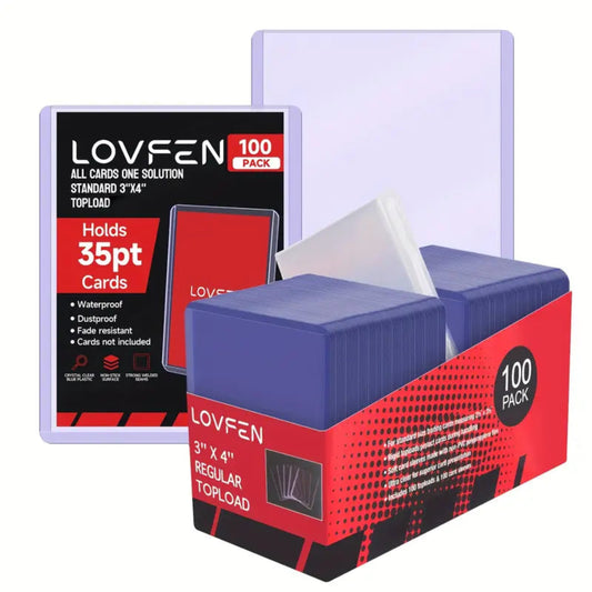 Schütze deine Pokémon-, Sport- und Sammelkarten mit den LOVFEN Toploadern (100 Stück) inklusive 100 Penny Sleeves. Hartplastik, 8,9 x 10,2 cm, wasser- & staubdicht, ideal für TCG und Sportkarten.